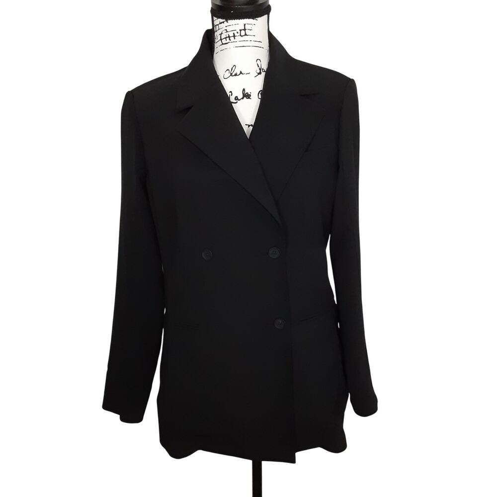 MM Lafleur O'Hare Boyfriend Blazer Black Everyday Crepe Double Breasted Womens 6